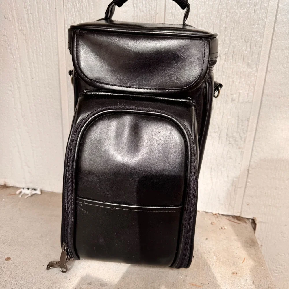 Legacy‎ Picnic Tools Black Faux Leather Insulated Carry Bag w/ Cheese Board Y2K
